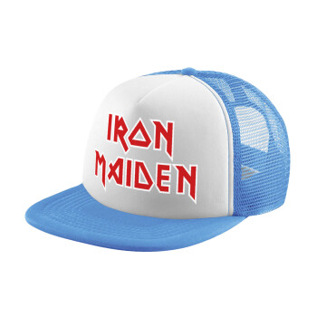 Iron maiden, Καπέλο παιδικό Soft Trucker με Δίχτυ ΓΑΛΑΖΙΟ/ΛΕΥΚΟ (POLYESTER, ΠΑΙΔΙΚΟ, ONE SIZE)