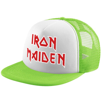 Iron maiden, Adult Soft Trucker Hat with Mesh GREEN/WHITE (POLYESTER, ADULT, ONE SIZE)