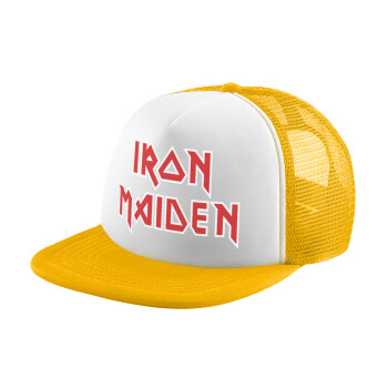 Iron maiden, Adult Soft Trucker Hat with Yellow/White Mesh (POLYESTER, ADULT, UNISEX, ONE SIZE)