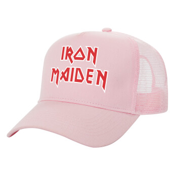 Iron maiden, Καπέλο Παιδικό Structured Trucker, με Δίχτυ, ΡΟΖ (100% ΒΑΜΒΑΚΕΡΟ, ΠΑΙΔΙΚΟ, UNISEX, ONE SIZE)