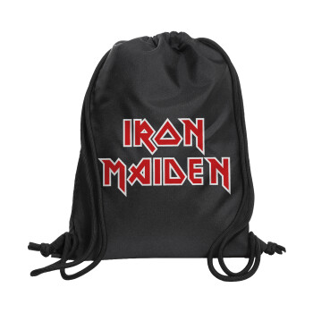 Iron maiden, Τσάντα πλάτης πουγκί GYMBAG Μαύρη, με τσέπη (40x48cm) & χονδρά κορδόνια