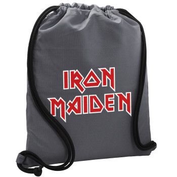 Iron maiden, Τσάντα πλάτης πουγκί GYMBAG ΓΚΡΙ, με τσέπη (40x48cm) & χονδρά κορδόνια