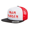 Adult Foam Flat Snapback with Mesh Black-White-Red (POLYESTER, ADULT, UNISEX, ONE SIZE)