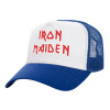 Adult Structured Trucker Hat, with Mesh, WHITE/BLUE (100% COTTON, ADULT, UNISEX, ONE SIZE)