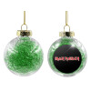 Transparent Christmas tree ball ornament with green filling 8cm