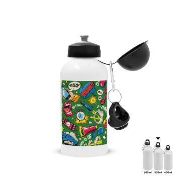 Pop art colorful seamless, Metal water bottle, White, aluminum 500ml