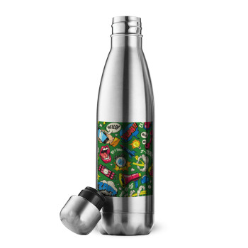 Pop art colorful seamless, Inox (Stainless steel) double-walled metal mug, 500ml