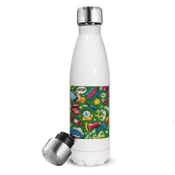 Pop art colorful seamless, Metal mug thermos White (Stainless steel), double wall, 500ml
