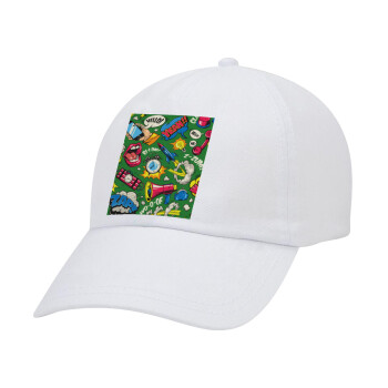 Pop art colorful seamless, Adult Baseball Cap White 5-panel (POLYESTER, ADULT, UNISEX, ONE SIZE)