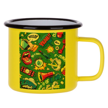 Pop art colorful seamless, Metallic enamel MATT Yellow cup 360ml