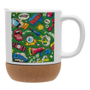 Pop art colorful seamless, Ceramic coffee mug Cork (MAT), 330ml (1pcs)