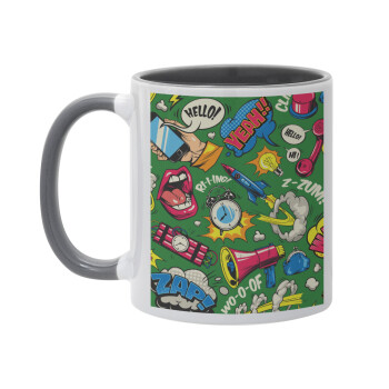 Pop art colorful seamless, Mug colored grey, ceramic, 330ml