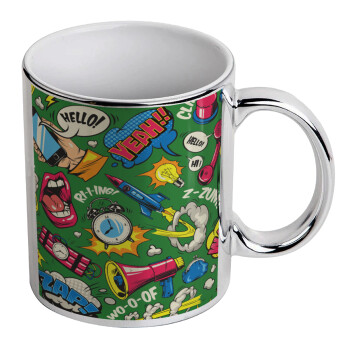 Pop art colorful seamless, Mug ceramic, silver mirror, 330ml