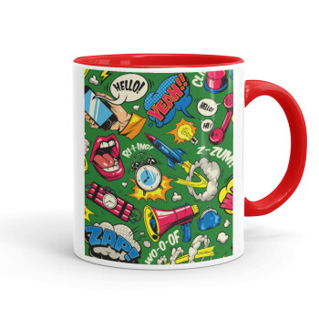 Pop art colorful seamless, Mug colored red, ceramic, 330ml