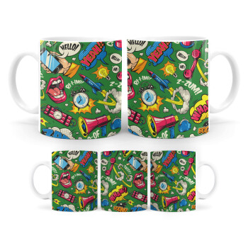 Pop art colorful seamless, Ceramic coffee mug, 330ml (1pcs)