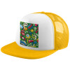 Adult Soft Trucker Hat with Yellow/White Mesh (POLYESTER, ADULT, UNISEX, ONE SIZE)