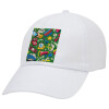 Adult Baseball Cap White 5-panel (POLYESTER, ADULT, UNISEX, ONE SIZE)