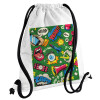 Backpack pouch GYMBAG white, with pocket (40x48cm) & thick cords