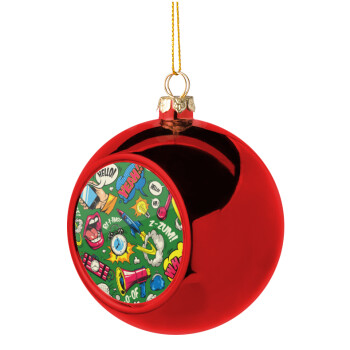 Pop art colorful seamless, Χριστουγεννιάτικη μπάλα δένδρου Κόκκινη 8cm