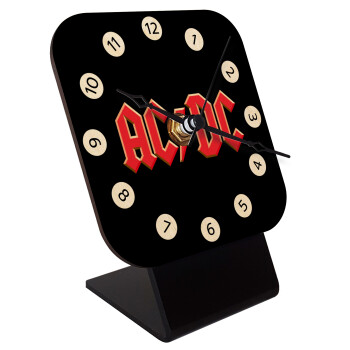 AC/DC, Quartz Table clock in natural wood (10cm)