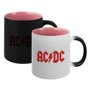 AC/DC, Κούπα Μαγική εσωτερικό ΡΟΖ, κεραμική 330ml που αλλάζει χρώμα με το ζεστό ρόφημα (1 τεμάχιο)