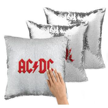 AC/DC, Μαξιλάρι καναπέ Μαγικό Ασημένιο με πούλιες 40x40cm περιέχεται το γέμισμα