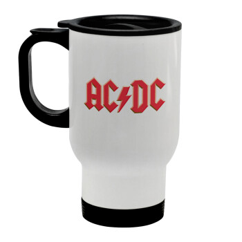 AC/DC, Stainless steel travel mug with lid, double wall white 450ml