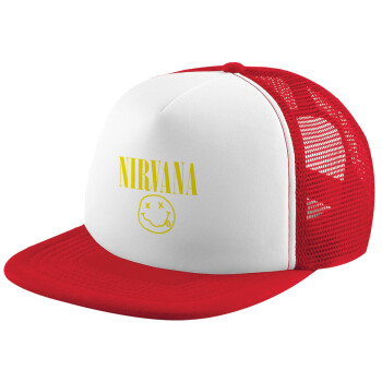Nirvana, Καπέλο Ενηλίκων Soft Trucker με Δίχτυ Red/White (POLYESTER, ΕΝΗΛΙΚΩΝ, UNISEX, ONE SIZE)