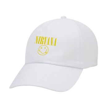 Nirvana, Καπέλο Ενηλίκων Baseball Λευκό 5-φύλλο (POLYESTER, ΕΝΗΛΙΚΩΝ, UNISEX, ONE SIZE)