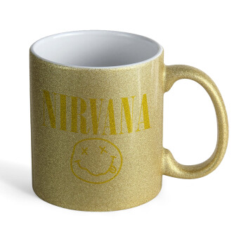 Nirvana, Κούπα Χρυσή Glitter που γυαλίζει, κεραμική, 330ml