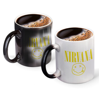 Nirvana, Color changing magic Mug, ceramic, 330ml when adding hot liquid inside, the black colour desappears (1 pcs)