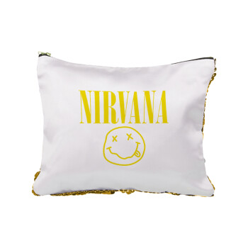 Nirvana, Sequin Gold Pouch Cosmetic Bag