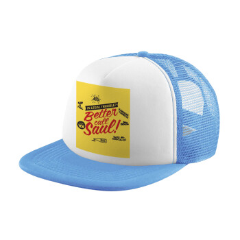 Better Call Saul, Child's Soft Trucker Hat with Blue/White Mesh (POLYESTER, CHILD, ONE SIZE)