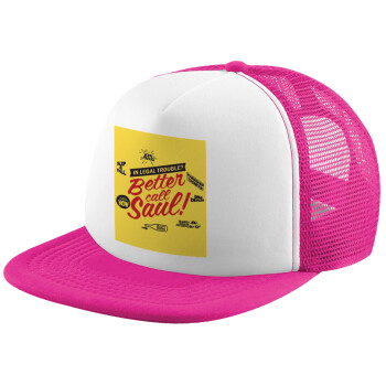 Better Call Saul, Child's Soft Trucker Hat with Pink/White Mesh (POLYESTER, CHILD, ONE SIZE)