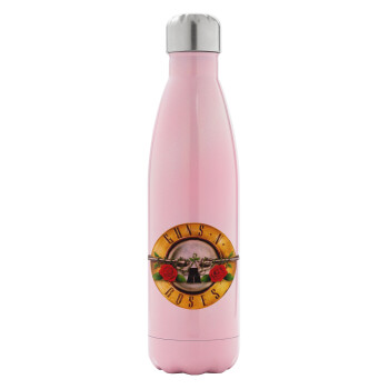 Guns N' Roses, Metal mug thermos Pink Iridiscent (Stainless steel), double wall, 500ml