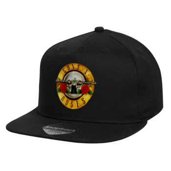 Guns N' Roses, Καπέλο παιδικό Flat Snapback, Μαύρο (100% ΒΑΜΒΑΚΕΡΟ, ΠΑΙΔΙΚΟ, UNISEX, ONE SIZE)