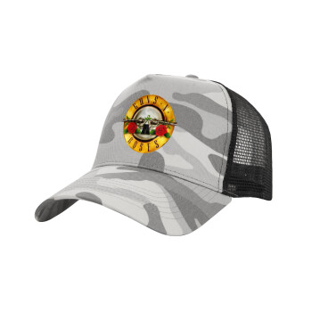 Guns N' Roses, Adult Structured Trucker Hat, with Mesh, (Camouflage) Army Camo (100% COTTON, ADULT, UNISEX, ONE SIZE)