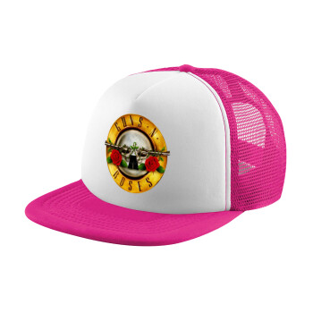 Guns N' Roses, Child's Soft Trucker Hat with Pink/White Mesh (POLYESTER, CHILD, ONE SIZE)