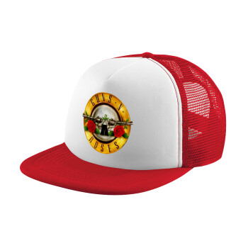 Guns N' Roses, Adult Soft Trucker Hat with Red/White Mesh (POLYESTER, ADULT, UNISEX, ONE SIZE)