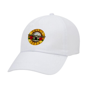 Guns N' Roses, Καπέλο Ενηλίκων Baseball Λευκό 5-φύλλο (POLYESTER, ΕΝΗΛΙΚΩΝ, UNISEX, ONE SIZE)