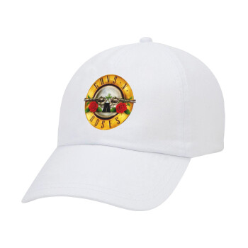 Guns N' Roses, Adult Baseball Cap White 5-panel (POLYESTER, ADULT, UNISEX, ONE SIZE)