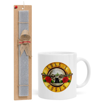 Guns N' Roses, Πασχαλινό Σετ, Κούπα κεραμική (330ml) & πασχαλινή λαμπάδα αρωματική πλακέ (30cm) (ΓΚΡΙ)