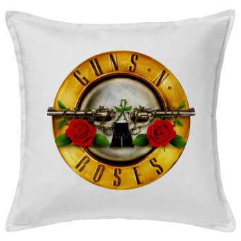 Guns N' Roses, Μαξιλάρι καναπέ ΛΕΥΚΟ 100% βαμβάκι, περιέχεται το γέμισμα (50x50cm)