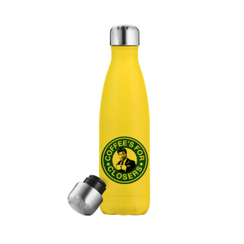 Coffee's for closers, Yellow Stainless Steel Metallic Thermos, double-walled, 500ml