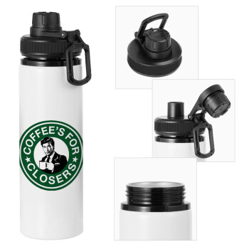 Coffee's for closers, Metal water bottle with safety cap, aluminum 850ml