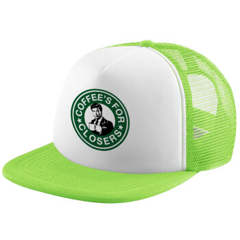 Coffee's for closers, Adult Soft Trucker Hat with Mesh GREEN/WHITE (POLYESTER, ADULT, ONE SIZE)