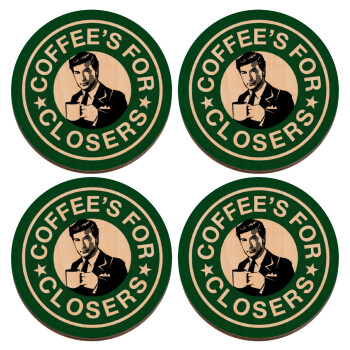 Coffee's for closers, ΣΕΤ x4 Σουβέρ ξύλινα στρογγυλά plywood (9cm)