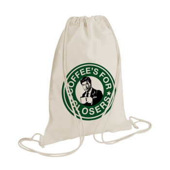 Coffee's for closers, Backpack bag GYMBAG natural (28x40cm)