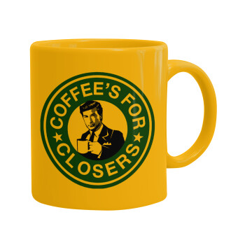 Coffee's for closers, Ceramic coffee mug yellow, 330ml