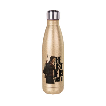 Last of us, Ellie, Glitter gold stainless steel thermos bottle, double-walled, 500ml